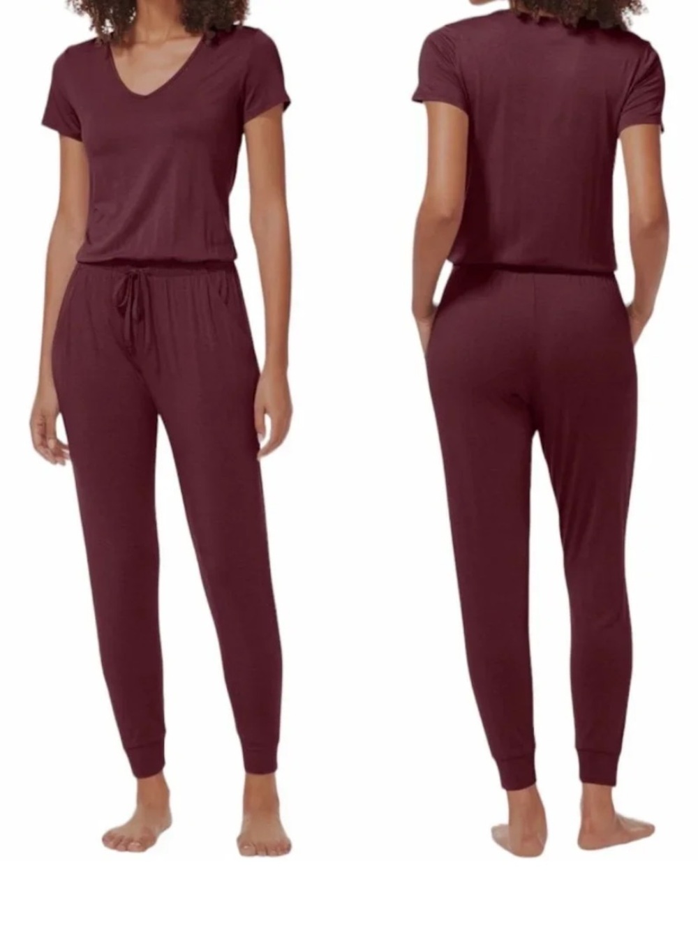 Tommy John Jumpsuit Burgundy Short Sleeve Size Medium